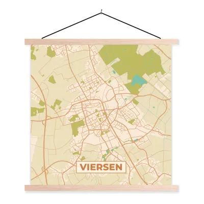 Produktbild von MuchoWow® Textilposter Vintage - Karte - Viersen - Stadtplan - Karte 60x60 cm mit holzfarbenen Rahmen - Wanddekoration