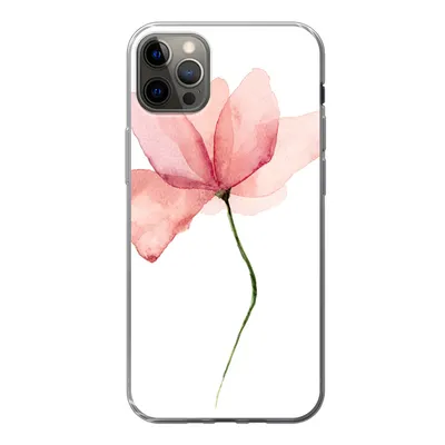 Produktbild von MuchoWow® Handyhülle Schutzhülle Hülle für iPhone 12 Pro Max Blumen - Aquarell - Rosa Silikon Softcase Handy Hülle - Hartschale