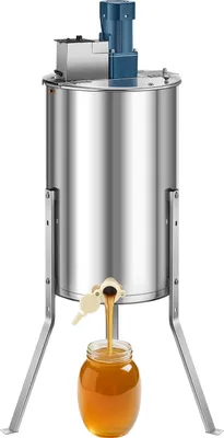 Produktbild von VEVOR Elektrische Honigschleuder, 3-Rahmen-Tangentialschleuder mit transparentem Deckel, 140 W Honigextractor aus Edelstahl, höhenverstellbar, Wabenextraktionsgerät für die Bienenzucht