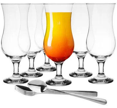Cocktailgläser Set 6er 420ml Hochglanz mit Löffel