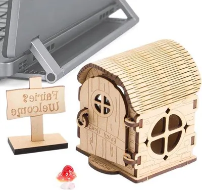 Productafbeelding van Houten Huisjes Knutselset - Bouwpakket Feeënhuis - Creatief Knutselen - Zonder Lijm of Gereedschap