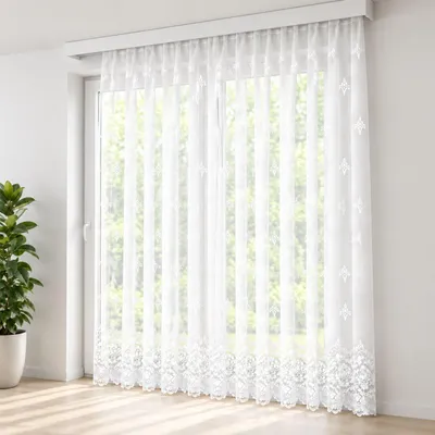 Produktbild von Fertigstore "Andrea" weiß mit Faltenband - Größe (HxB): 245x450cm