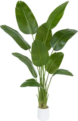 Produktbild von Unyqoos® Kunst-Bananenbaum 180 cm mit realistischen Blättern und stabiler weißer Pflanzeinsatz