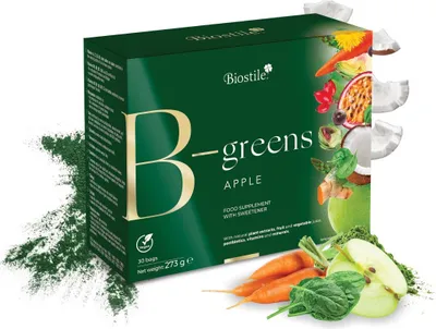 Produktbild von Biostile B-Greens – 30 Beutel | Verdauung, Energie & Immunität mit Pflanzenextrakten & Probiotika