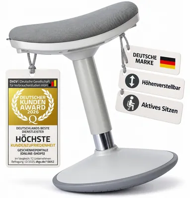 Produktbild von Gepolsterte Stehhilfe; Wackelhocker mit Schwingeffekt; Farbe: Hellgrau; Größe: S