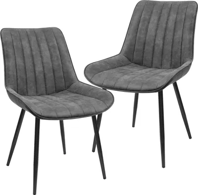 Produktbild von SONGMICS (2 St) Polsterstuhl, Stoff in Lederoptik, Metallbeinen
