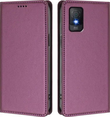 Image de Étui en cuir pour TCL 403, étui à rabat magnétique en cuirPolyuréthaneavec support, violet