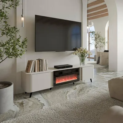 Image de Vicino - Meuble TV beige 191x40x58 cm, 2 étagères
