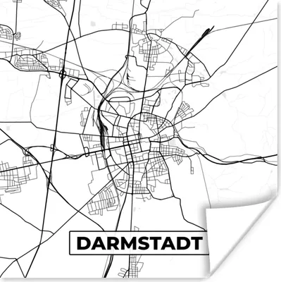 Produktbild von MuchoWow® Poster Karte - Darmstadt - Karte - Stadtplan 100x100 cm - Babyzimmer