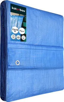 Immagine prodotto di KOTARBAU® Telone in tessuto 15x16 m Blu 75g/m2 Telone Occhielli rinforzati Telone protettivo Telone per edilizia Impermeabile Antistrappo Telone industriale Qualsiasi condizione climatica