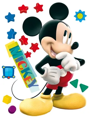 Image de Sticker mural Disney Mickey Mouse jaune, rouge et bleu - 600186 - 65 x 85 cm
