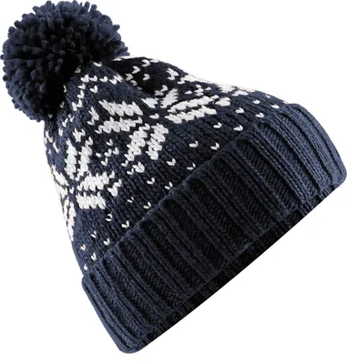 Produktbild von Strickmütze Herren Norweger Strickmuster Bommelmütze Wintermütze Rippstrick Neverless® unisize