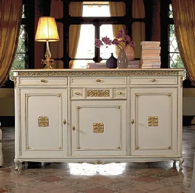 Image de Buffet blanc Commode Tiroirs Bois avec Or Buffet Nouveau