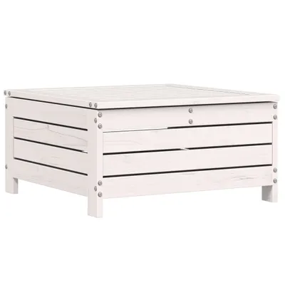 Image de Repose-pied de jardin avec coussin blanc bois de pin massif