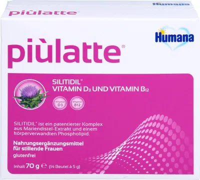 A product shot of a box of Humana Plus Latte Supplement for Breastfeeding Women.