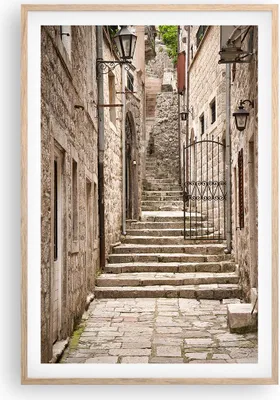 Produktbild von Gerahmtes Poster - Rahmen in heller Eiche - Treppen Kroatien Dubrovnik - 61x91,5 cm - Wand Bild - Wanddeko - Wandbilder - Kunstposter - Wandposter - Bilderrahmen - Bilder - Kunstdruck P2NPA61x91-5148