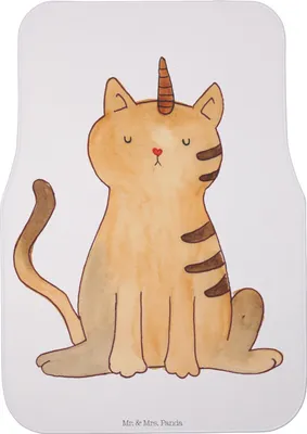 Produktbild von Mr. & Mrs. Panda Autoteppich Einhorn Katze - Weiß - Geschenk, Auto Teppich, Automatte, Unicorn, Regenbogen, Mieze, Glitzer, Fußmatte Fürs, Autofußmatte