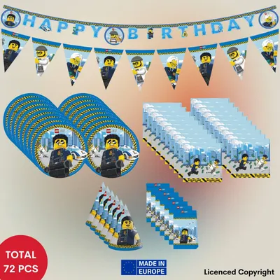 Produktbild von 72-tlg. Lego City Party Set für Kindergeburtstag