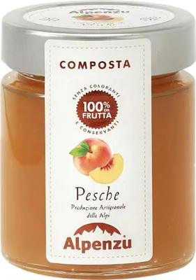 Produktbild von Composta di Pesche 100 % da Frutta, Pfirsich-Fruchtaufstrich aus 100% Frucht, 150 g, Alpenzu
