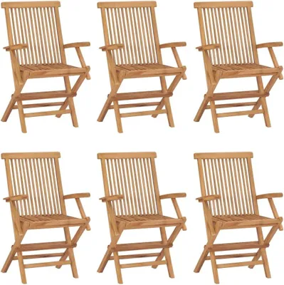 Produktbild von 6 klappbare Gartenstühle aus massivem Teakholz für Terrasse und Essbereich im Freien