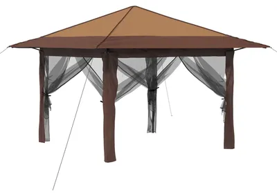 Image de vidaXL, tonnelle avec 4 parois, dimensions 3,3 x 3,3 m, beige et marron