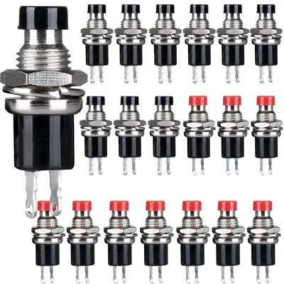 Mikrotaster SPST NC 1A 250V AC 2-polig 20 Stück rot/schwarz
