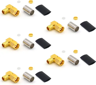 Obrázok produktu pre SMA zástrčka 90° pravouhlá LMR240 LMR-240 RG59U RG8X RG-8X RF koaxiálny kábel pozlátená zástrčka (balenie 5 ks)