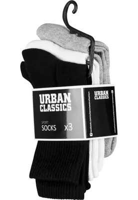 Produktbild von Urban Classics TB1471 | Sport Socks 3-Pack - Farbe: blk/wht/gry - Größe: 47-50