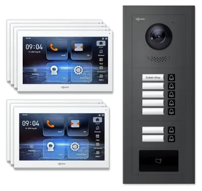 Produktbild von Goliath Premium IP GL-IPH710A Video-Türsprechanlage, 7 Familien, 7× 10 Zoll Weiß, Anthrazit, Unterputz