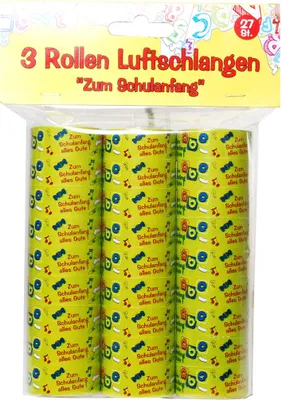 Produktbild von 3er SET PAPIER LUFTSCHLANGEN SCHULANFANG EINSCHULUNG DEKO Tischdeko 3 Rollen