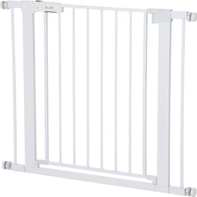 Produktbild von Türgitter, Montage ohne Bohren, verstellbare Breite 75-96 cm, einhändiges Öffnen, Metall, Weiß, Auto-Close Baby Schutzgitter