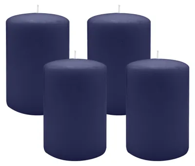 Produktbild von Flachkopf-Stumpenkerzen Nachtblau Dunkelblau 120 x Ø 50 mm, 4 Stück