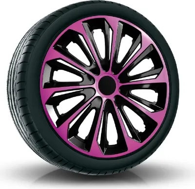 Produktbild von Radkappen Radzierblenden EINZELN (1Stück) 14 Zoll pink/schwarz STRONG Z458542