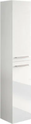 Produktbild von Badezimmersäule Alexandria, Säulenschrank für Badezimmer mit 2 Türen, Hängeschrank mit 2 Einlegeböden, 30x25h150 cm, Glänzend Weiß