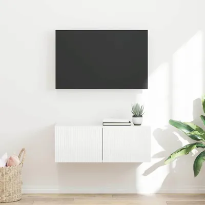 Obrázok produktu pre Maison Exclusive – TV skrinka na stenu, 78,5 x 31 x 29,5 cm, biela, drevotrieska