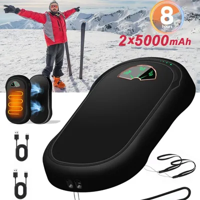 Produktbild von 2 in 1 Handwärmer USB Taschenwärmer 10000mAh Heizung Powerbank Wiederaufladbar