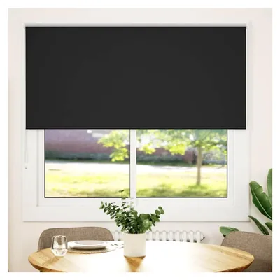 Produktbild von Verdunkelungsrollo Schwarz 165x150 cm, Stoffbreite 161,6 cm, Klemmfix, Thermorollo
