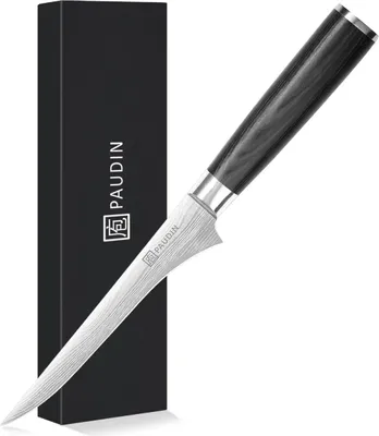 Obrázok produktu pre PAUDIN KW8 Nôž na mäso 20 cm – Profesionálny japonský kuchynský nôž z damascénskej ocele s ergonomickou rukoväťou