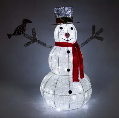 Immagine prodotto di Pupazzo di neve illuminato da 89 cm per esterni, decorazione natalizia, Avvento, 100 LED bianco freddo, timer 6 ore/18 ore, cavo da 12 m