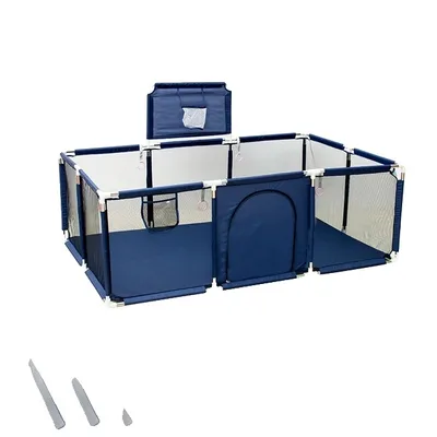 Image de Aire de jeux pour enfants, design cartoon, barrières de sécurité, bleu sans filet