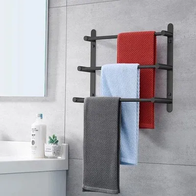 Immagine prodotto di Portasciugamani in acciaio inossidabile a 3 ripiani, supporto a parete per bagno e cucina