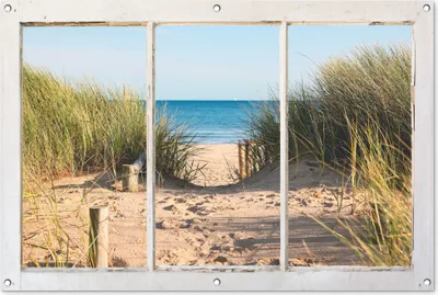 Produktbild von MuchoWow® 120x80 cm Outdoor-Poster Gartendeko Sichtschutz Garten Poster für den Garten  Aussicht - Strand - Meer