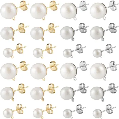 Imagen del producto de Pendientes de acero inoxidable, 30 pares, de 18/20/22 mm, en color dorado y plateado, para la fabricación de joyería