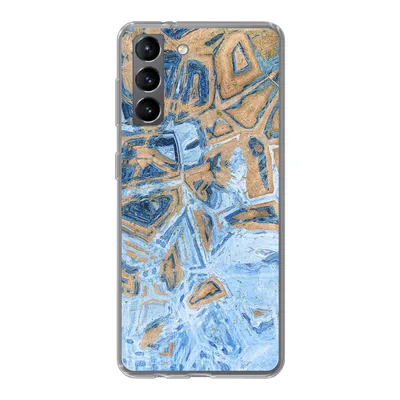 Produktbild von MuchoWow® Handyhülle Schutzhülle Hülle für Samsung Galaxy S21 Marmor - Farbe - Gold - Blau Silikon Softcase Handy Hülle - Softcase