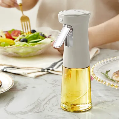 Obrázok produktu pre INF 240 ml sklenená fľaša s rozprašovačom na olej - rozprašovač do kuchyne biely
