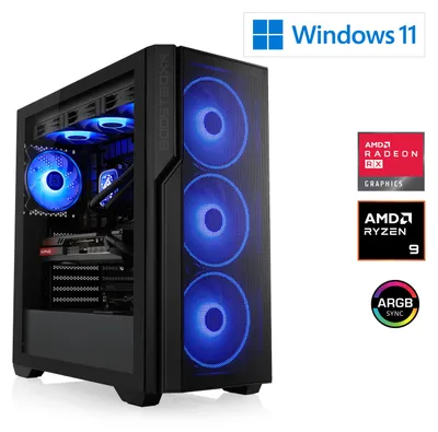Image de PC de jeu, AMD Ryzen 9 9950X3D, 4300 MHz, Radeon RX 9070 XT, 64 Go DDR5, 2000 Go, Windows 11 Home, USB 3.2 | M12320H
