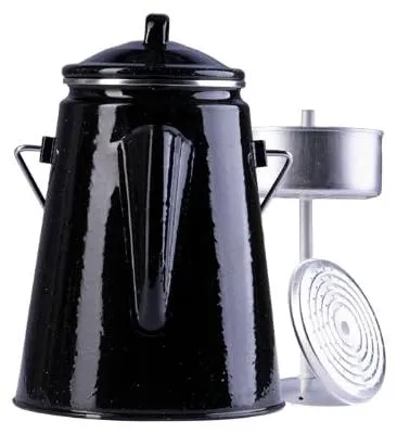 Emaille-Kaffeekanne mit Perkolator, 2 l, 12 Tassen, Camping