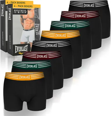 Zdjęcie produktu dla Everlast Bokserki Męskie 8 Sztuk Zestaw Bawełna Czarne Kolor Guma Retro L