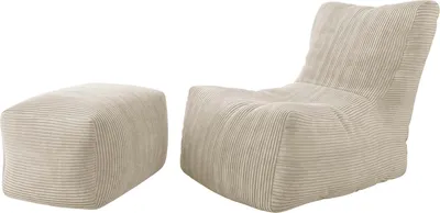 Produktbild von MIRJAN24 Sitzsack Rest Cord mit Sitzsack Easy Cord, Gefüllt mit Regranulat, Wohnzimmer 2er-Set (Farbe: Poso 100)