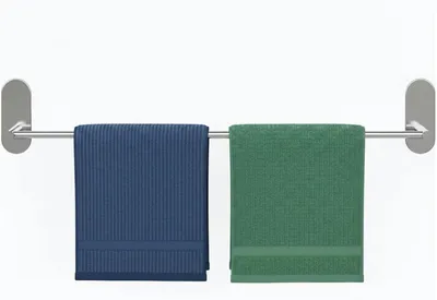 Obrázok produktu pre Samolepiaci držiak na uteráky, 55 cm, nerezová oceľ, strieborná farba, bez nutnosti vŕtania